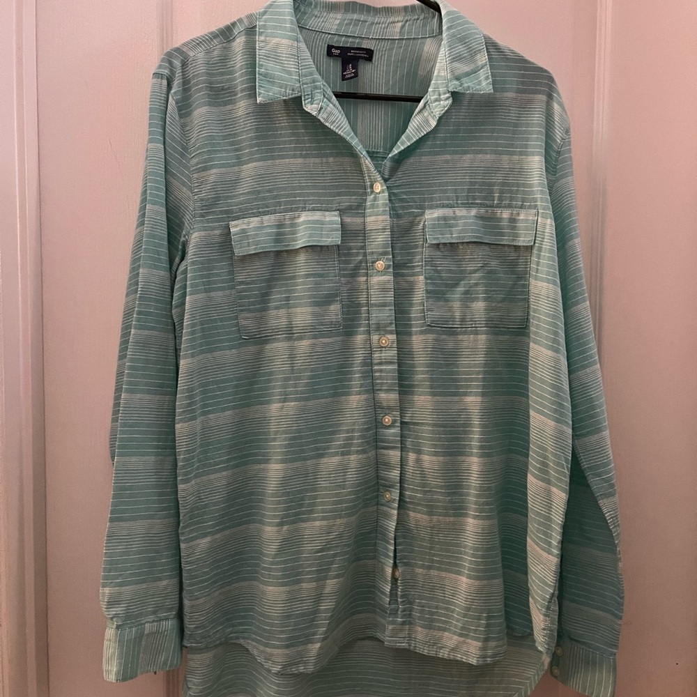 Gap Ladies Green Striped Shirt